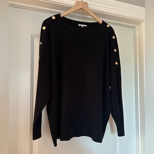 Vila Milano | Black Crew Neck Sweater with Gold Details - 1X